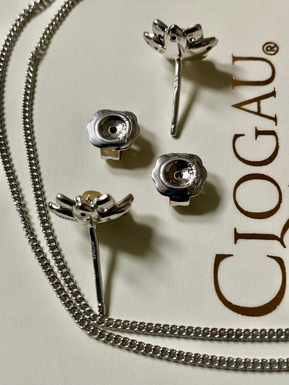 Clogau Lotus Flower Opal earrings (£150) & 18-22” necklace (£150) set (£275) Pink & White topaz