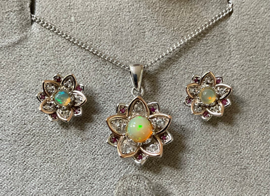 Clogau Lotus Flower Opal earrings (£150) Pink & White topaz - necklace has SOLD!