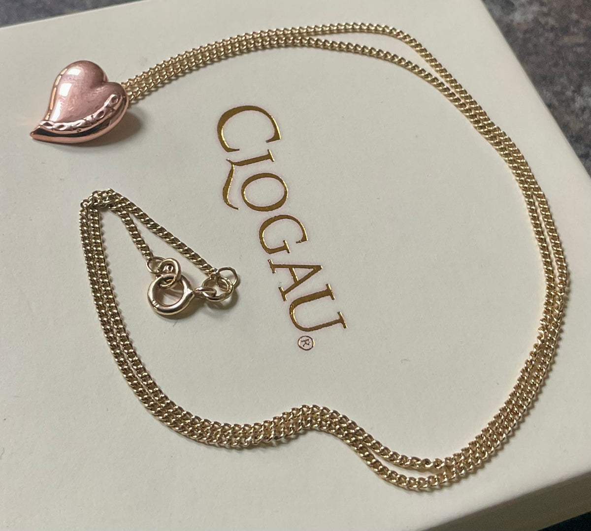 Clogau 9ct Cariad Heart 18” necklace in yellow and rose gold