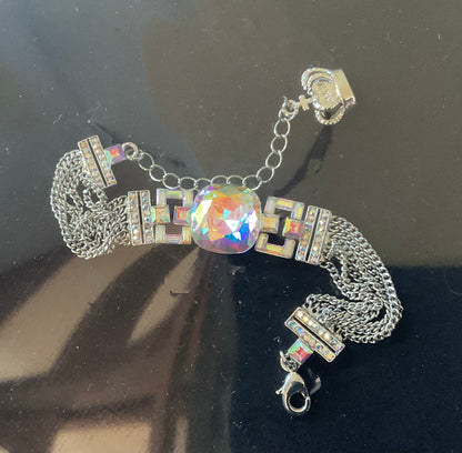 Butler and Wilson Art Deco style clear aurora borealis sparkle crystal bracelet silver tone sealed in original box