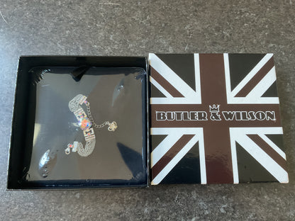 Butler and Wilson Art Deco style clear aurora borealis sparkle crystal bracelet silver tone sealed in original box