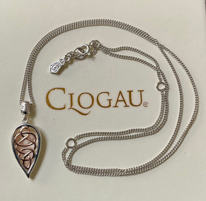 Clogau Welsh Royalty Teardrop 18-22” pendant necklace in silver and rose gold