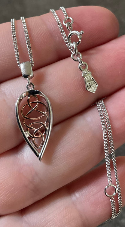 Clogau Welsh Royalty Teardrop 18-22” pendant necklace in silver and rose gold