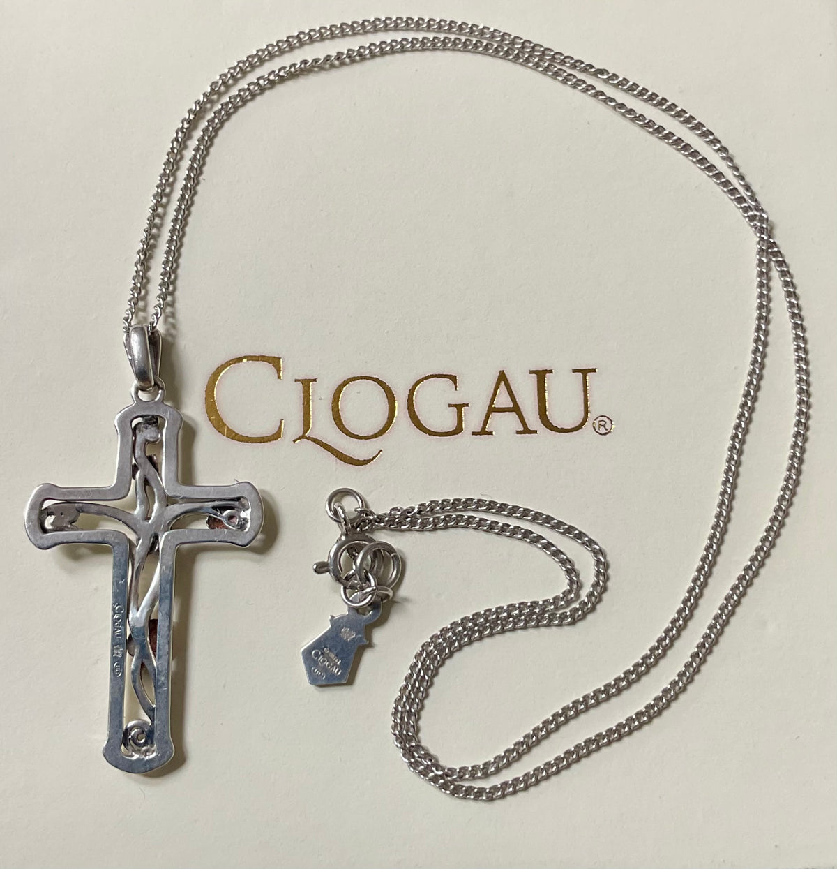 Clogau Tree of Life Cross pendant 18” necklace in silver and rose gold