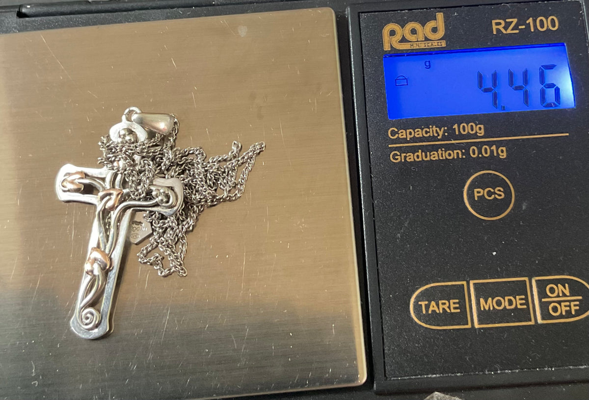 Clogau Tree of Life Cross pendant 18” necklace in silver and rose gold