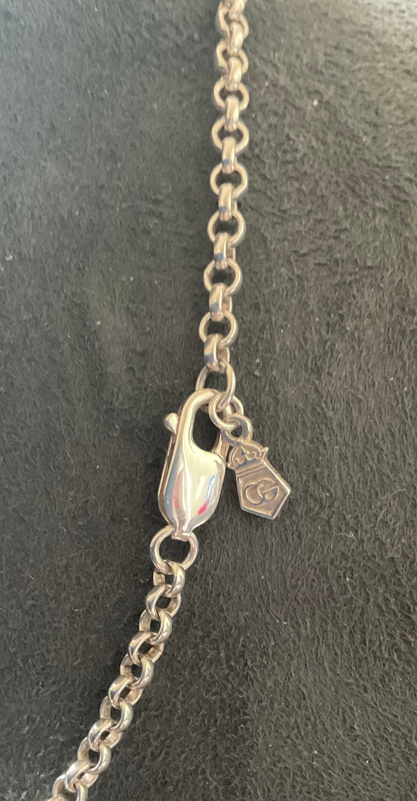 Clogau Beachcomber Black (peacock) and Grey Pearl Y-drop necklace in silver and rose gold 16”