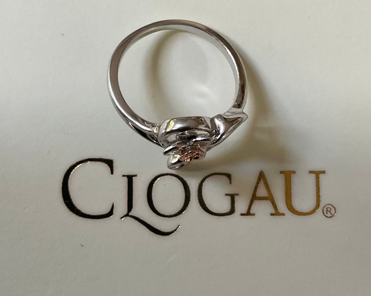 Clogau Daffodil Heart Diamond ring size M in silver and rose gold