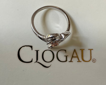 Clogau Daffodil Heart Diamond ring size M in silver and rose gold
