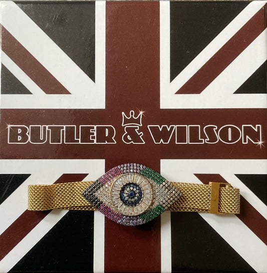 Butler and Wilson Crystal All Seeing Eye bracelet magnetic clasp adjustable length in box