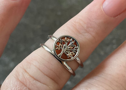 Clogau Tree of Life Circle Double Band ring size K1/2-L in silver and rose gold