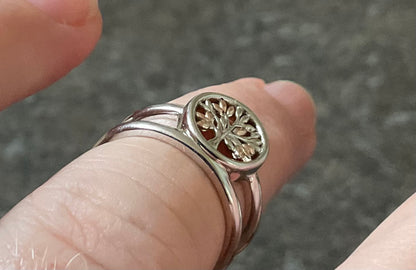 Clogau Tree of Life Circle Double Band ring size K1/2-L in silver and rose gold