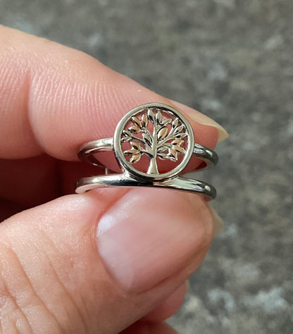 Clogau Tree of Life Circle Double Band ring size K1/2-L in silver and rose gold