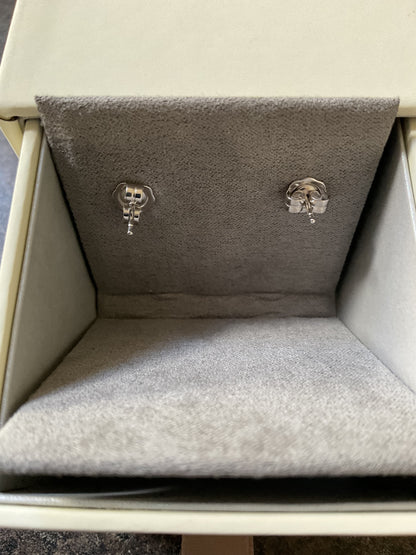 SUPERBLOOM Clogau Aventurine and Pearl drop earrings with white topaz in silver and rose gold