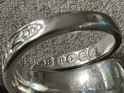 Antique Victorian Silver Spoon Ring 1887 - B.B Maker - Size H (adjustable)