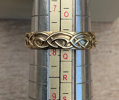 Rare unisex Clogau 9ct Annwyl 5mm wedding band ring size P yellow gold band with rose gold inner insignia