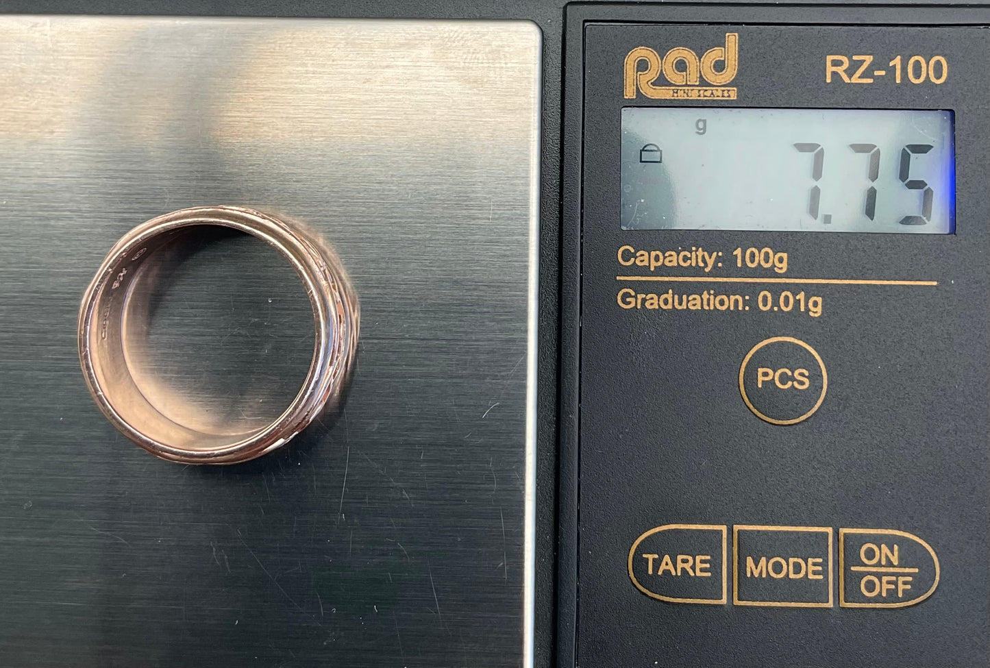 Clogau 9ct Rose Gold Wide Annwyl 8mm wedding band ring size T1/2 Unisex ladies Gentlemen