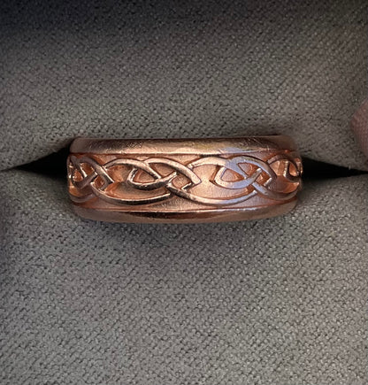 Clogau 9ct Rose Gold Wide Annwyl 8mm wedding band ring size T1/2 Unisex ladies Gentlemen
