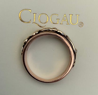 Rare Clogau 9ct 3 Diamond Tree of Life ring size M1/2 yellow and rose gold