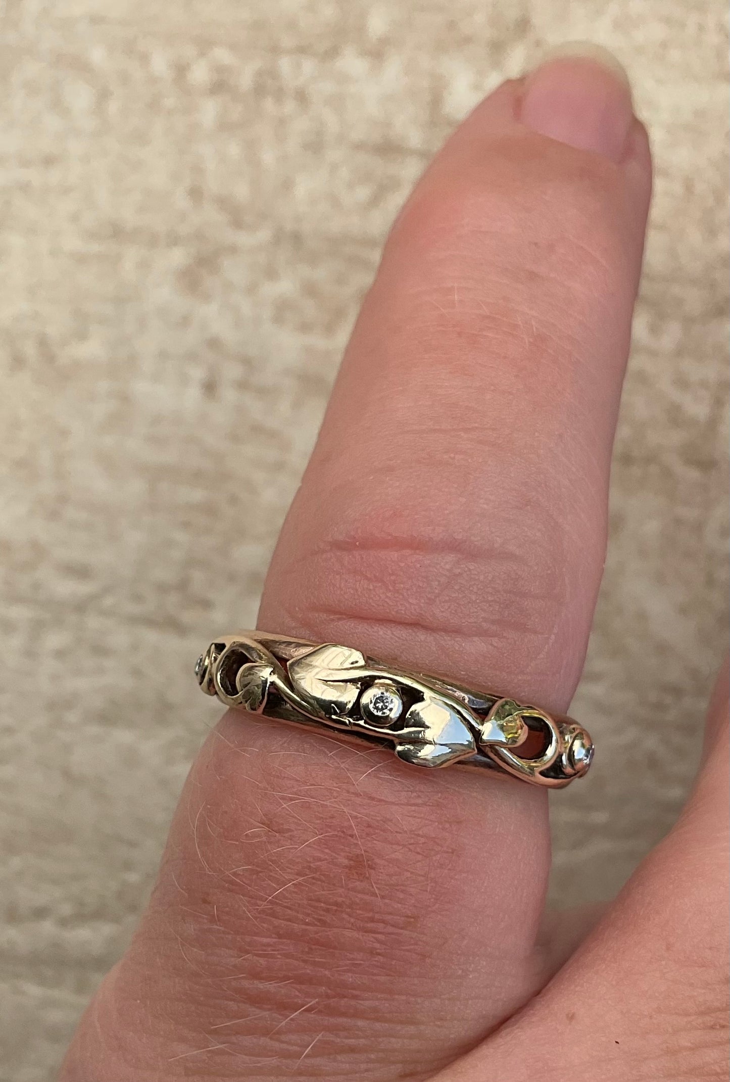 Rare Clogau 9ct 3 Diamond Tree of Life ring size M1/2 yellow and rose gold