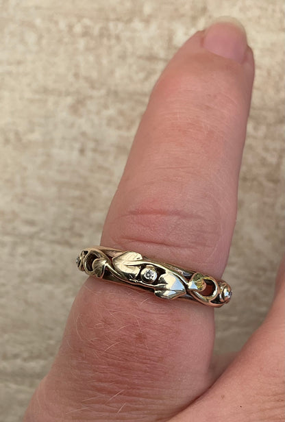 Rare Clogau 9ct 3 Diamond Tree of Life ring size M1/2 yellow and rose gold