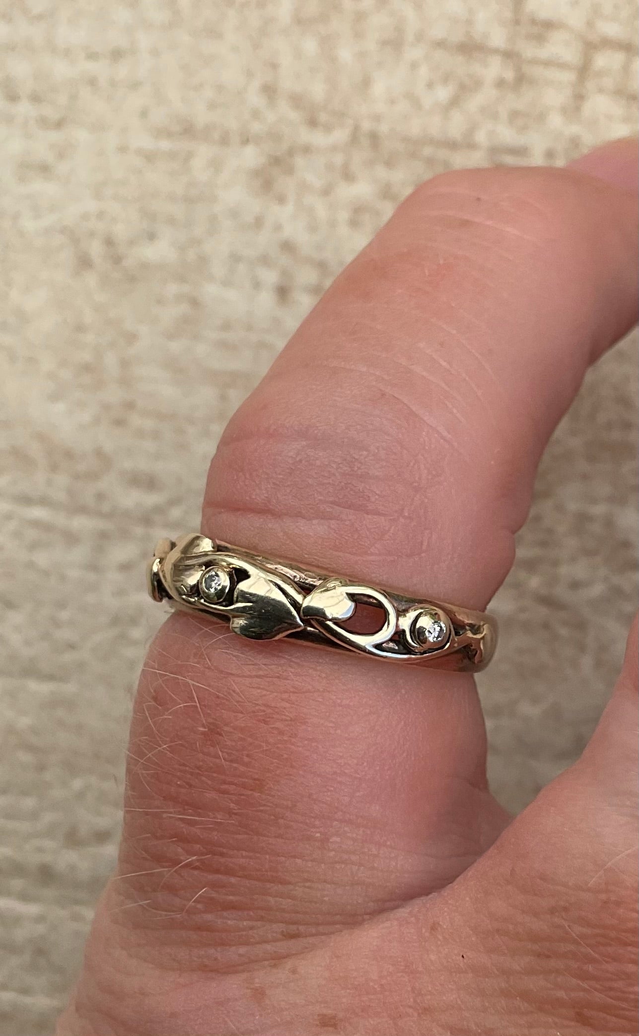 Rare Clogau 9ct 3 Diamond Tree of Life ring size M1/2 yellow and rose gold