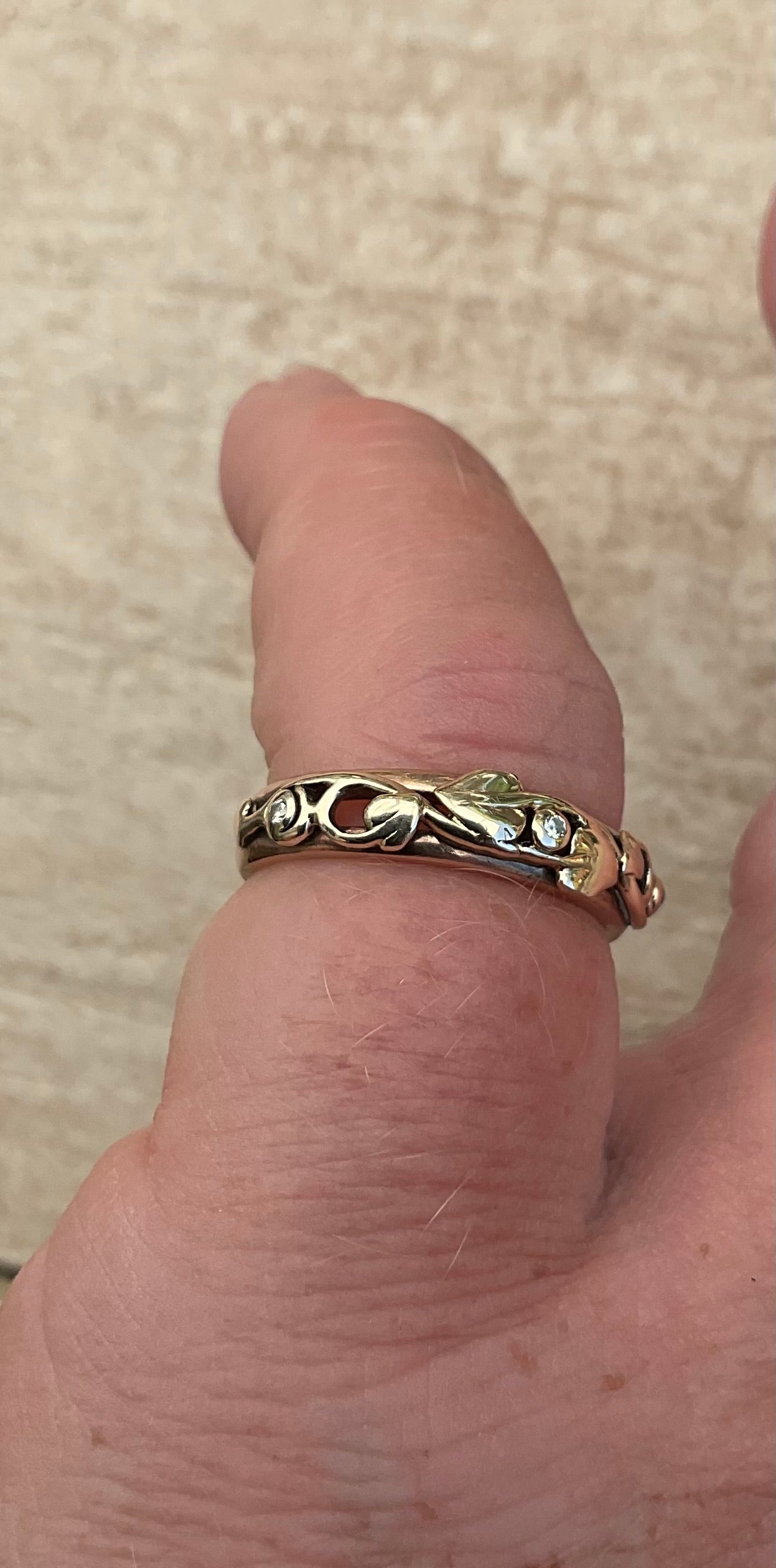 Rare Clogau 9ct 3 Diamond Tree of Life ring size M1/2 yellow and rose gold