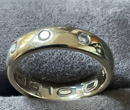 Clogau 9ct Cariad 3 Diamond Wedding Band ring size J in yellow gold