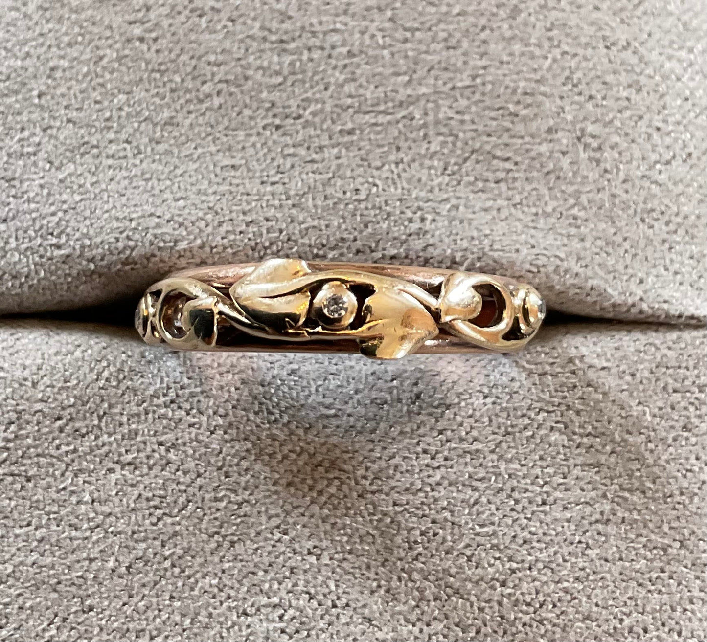 Rare Clogau 9ct 3 Diamond Tree of Life ring size M1/2 yellow and rose gold