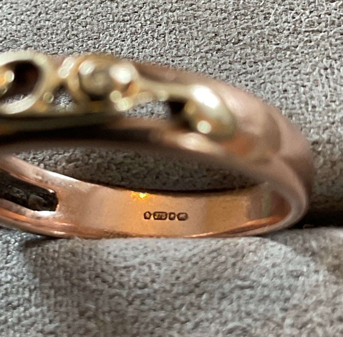 Rare Clogau 9ct 3 Diamond Tree of Life ring size M1/2 yellow and rose gold