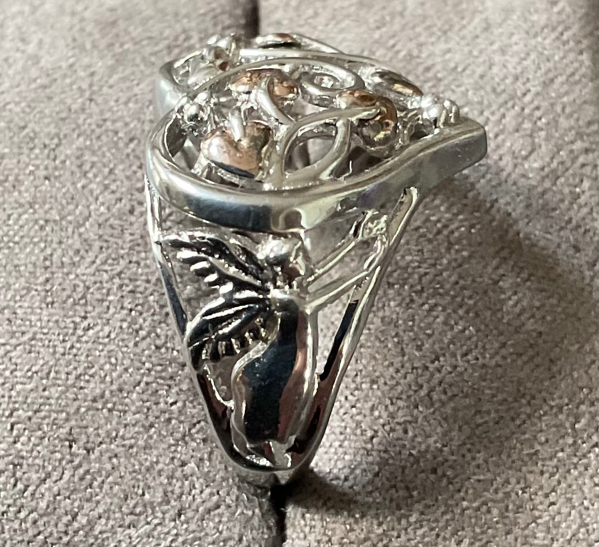 Clogau Tree of Life Fairy Heart ring size L silver and rose gold