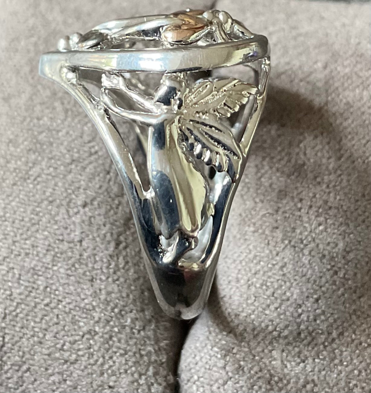Clogau Tree of Life Fairy Heart ring size L silver and rose gold