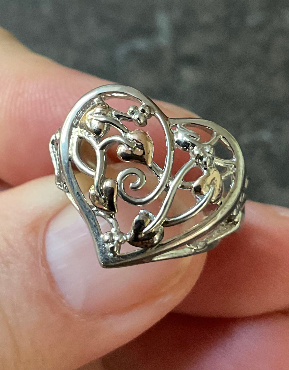 Clogau Tree of Life Fairy Heart ring size L silver and rose gold