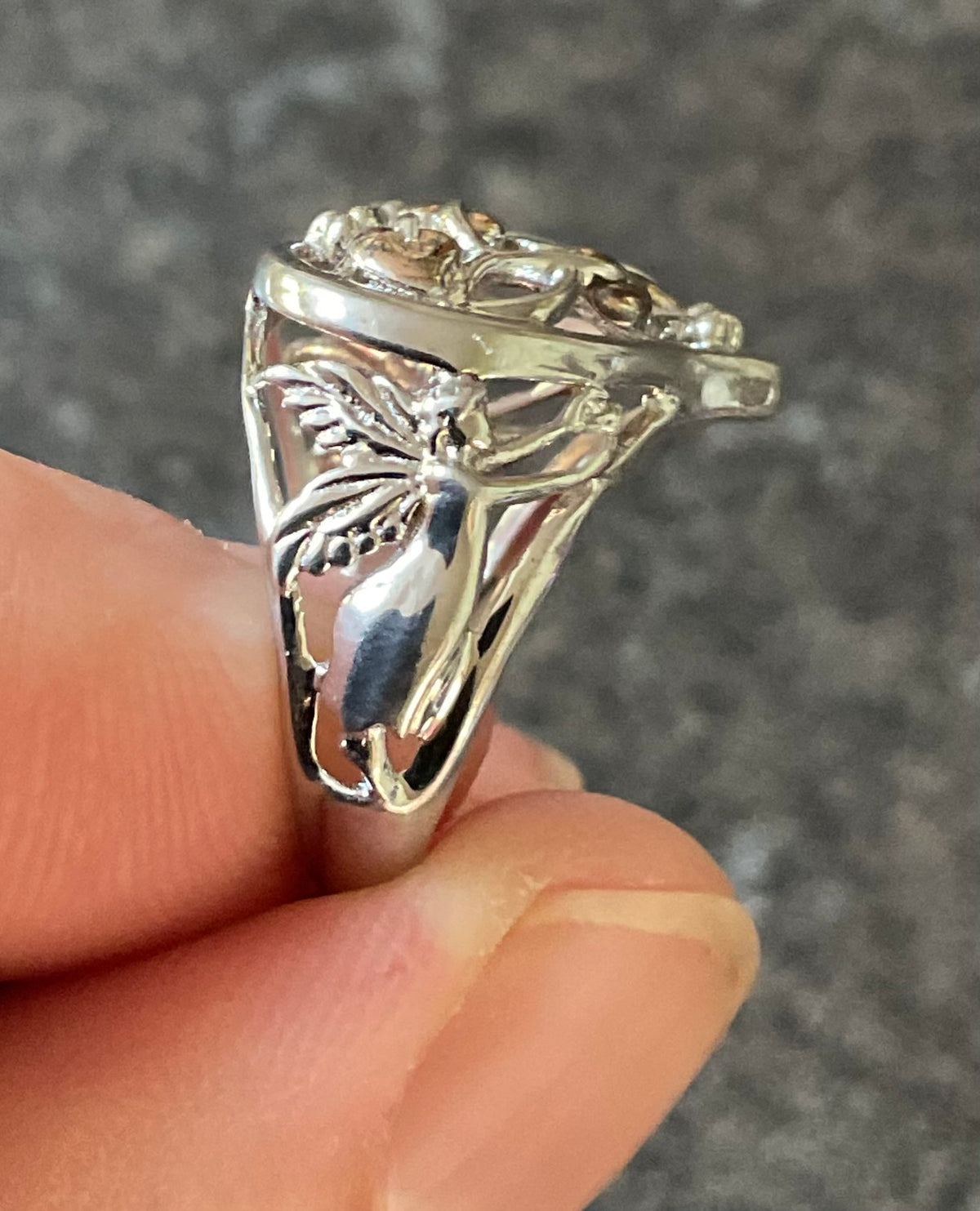 Clogau Tree of Life Fairy Heart ring size L silver and rose gold
