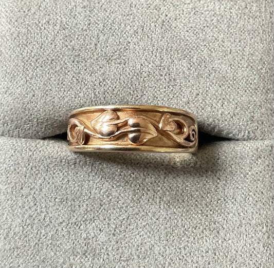 Vintage Clogau 9ct Tree of Life inlay 7mm band ring size O1/2 4.96g