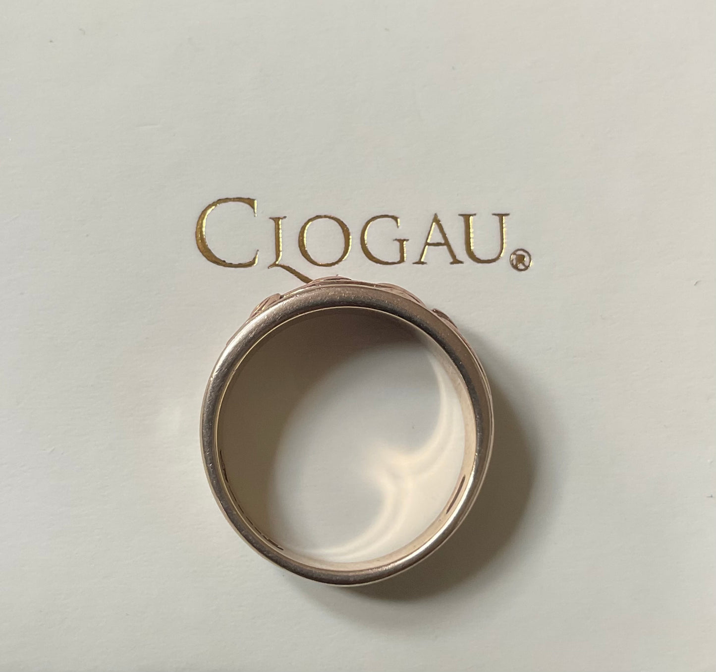 Vintage Clogau 9ct Tree of Life inlay 7mm band ring size O1/2 4.96g