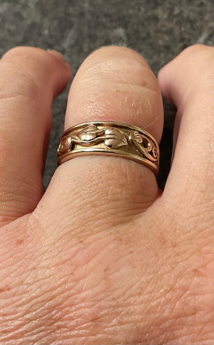 Vintage Clogau 9ct Tree of Life inlay 7mm band ring size O1/2 4.96g