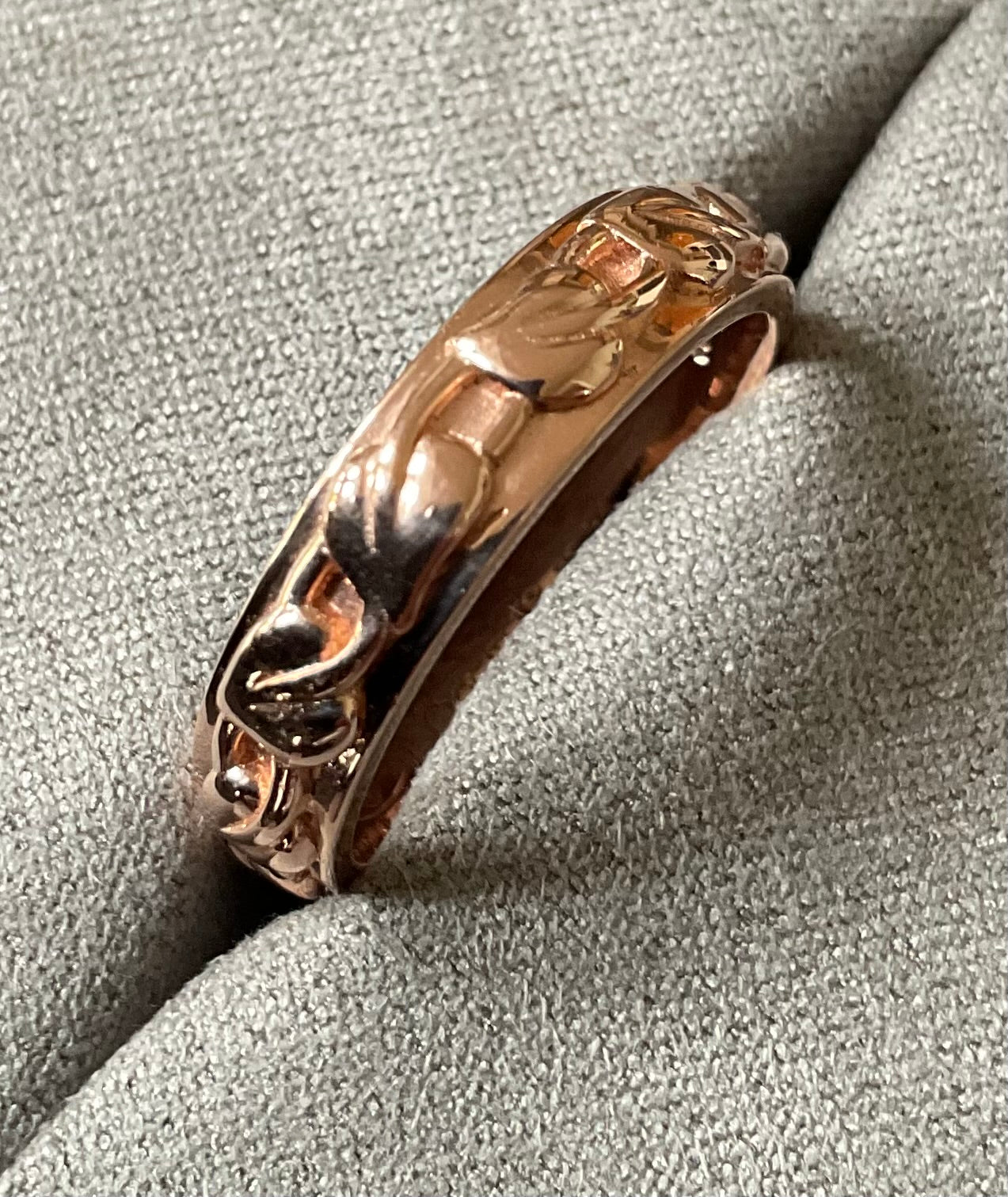 Unisex Clogau Welsh 9ct Rose Gold 5mm Tree of Life Cariad Wedding Band Ring SIZE P