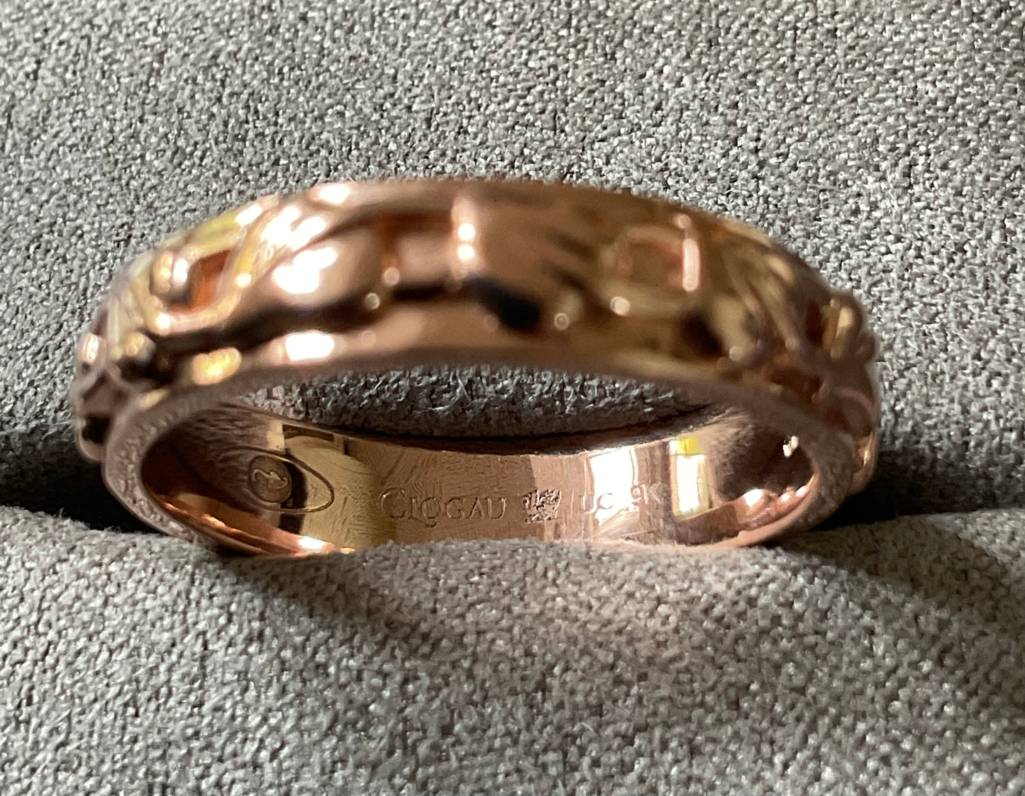 Unisex Clogau Welsh 9ct Rose Gold 5mm Tree of Life Cariad Wedding Band Ring SIZE P