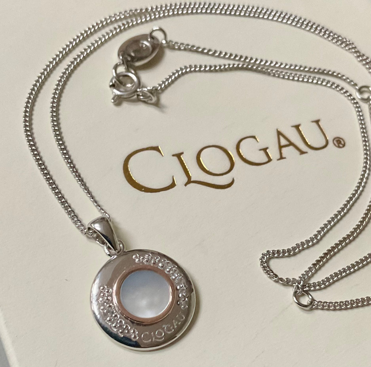 Clogau Celebration Mother of Pearl & White Topaz 18-22” necklace silver & rose gold