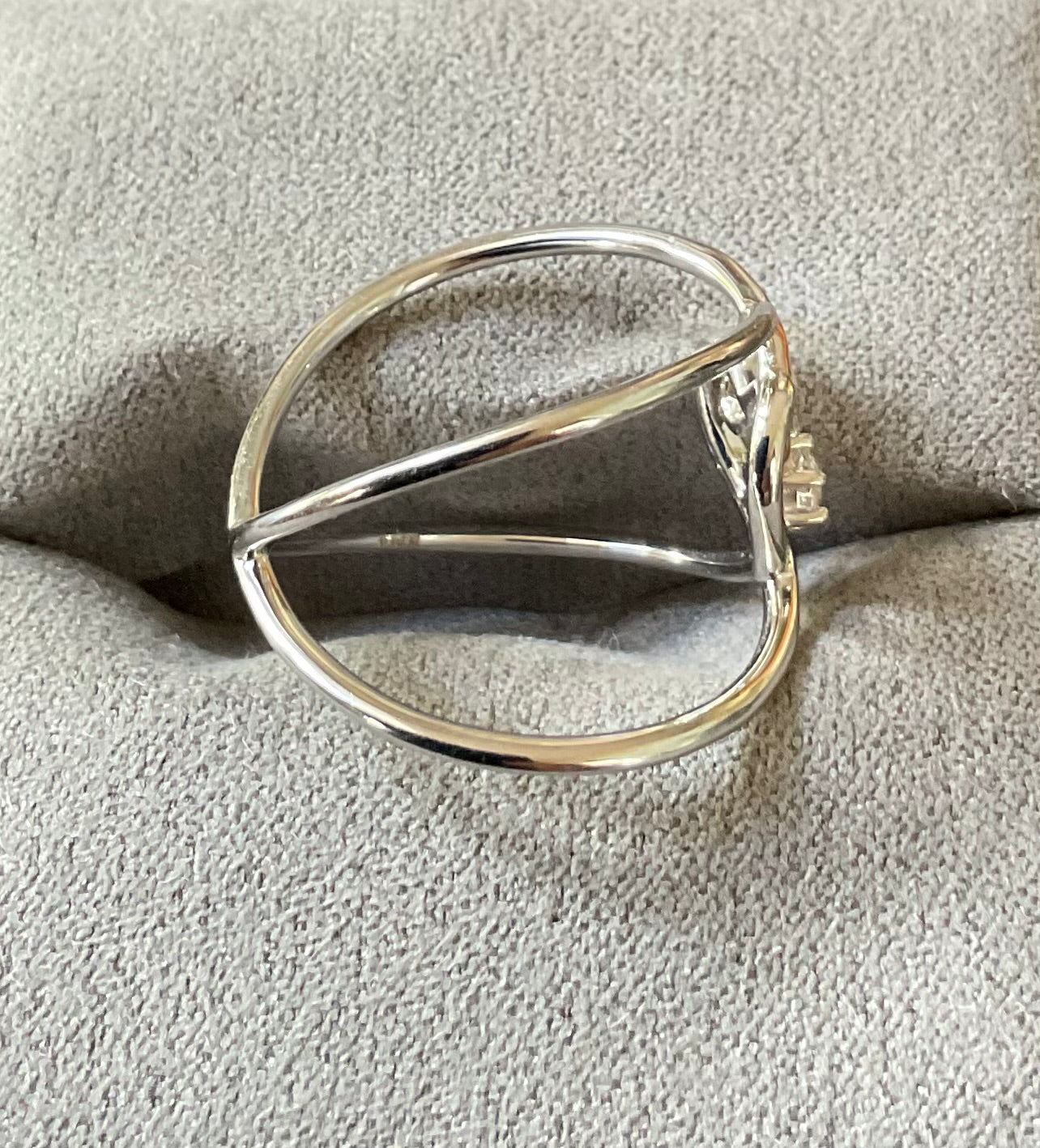 Clogau Love Knots natural zircon ring size P silver and rose gold Rare