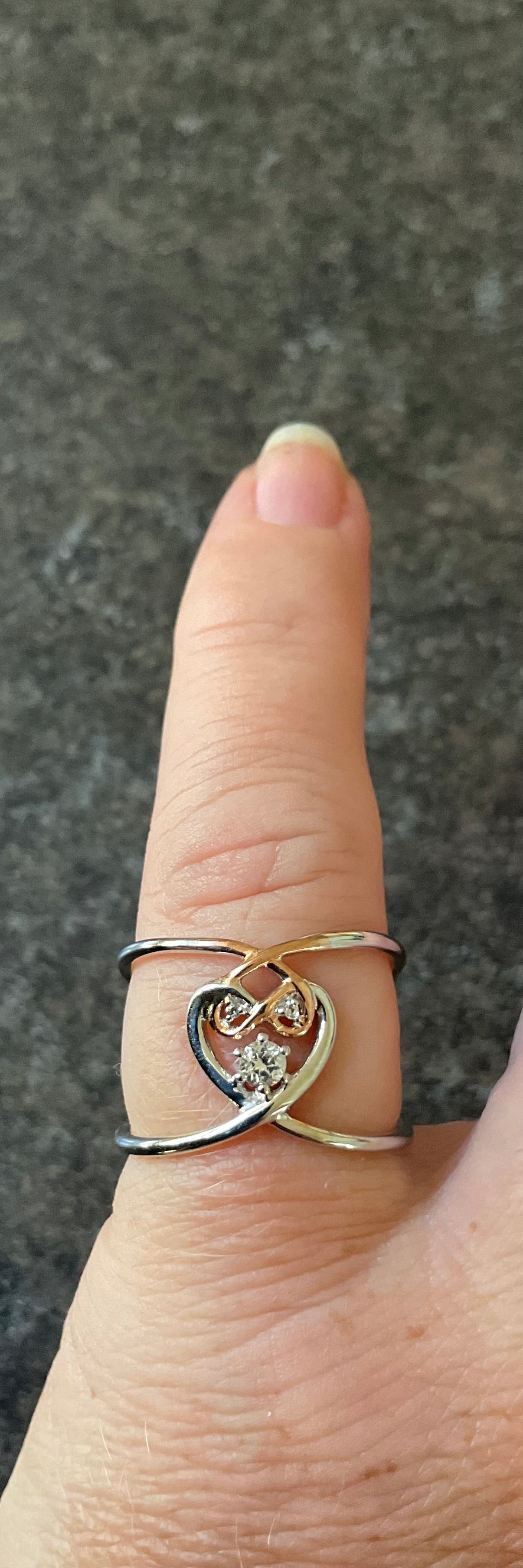 Clogau Love Knots natural zircon ring size P silver and rose gold Rare