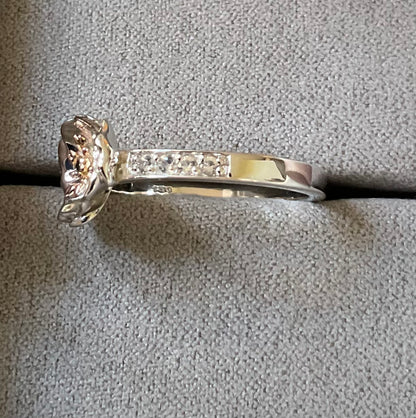 RARE Clogau Welsh Poppy black onyx and white topaz ring size P silver and rose gold