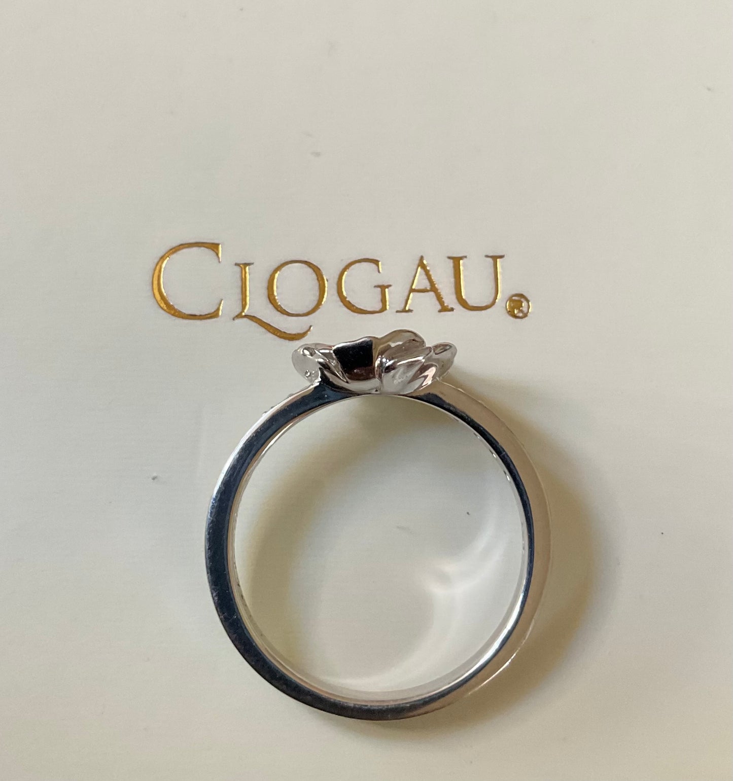 RARE Clogau Welsh Poppy black onyx and white topaz ring size P silver and rose gold
