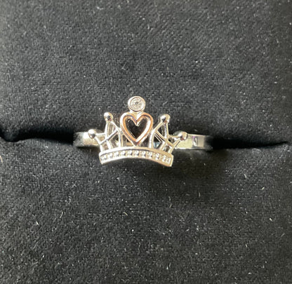 Clogau Julien MacDonald Royal Crown white topaz ring size P silver and rose gold