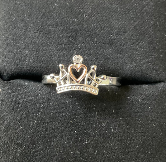 Clogau Julien MacDonald Royal Crown white topaz ring size P silver and rose gold