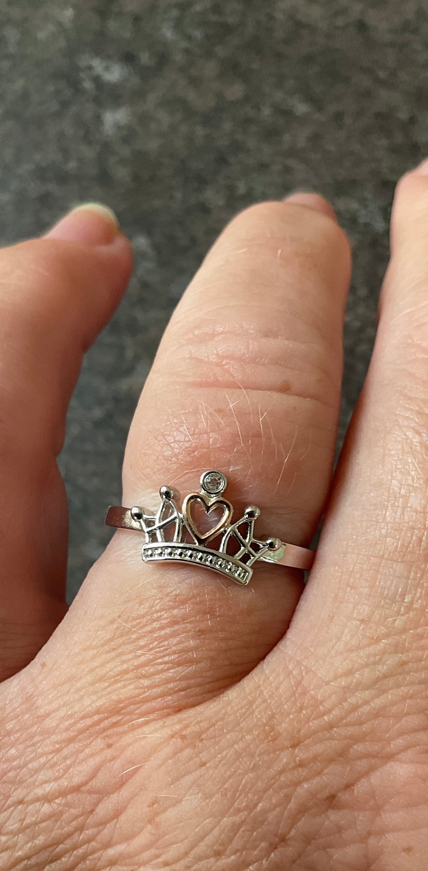 Clogau Julien MacDonald Royal Crown white topaz ring size P silver and rose gold