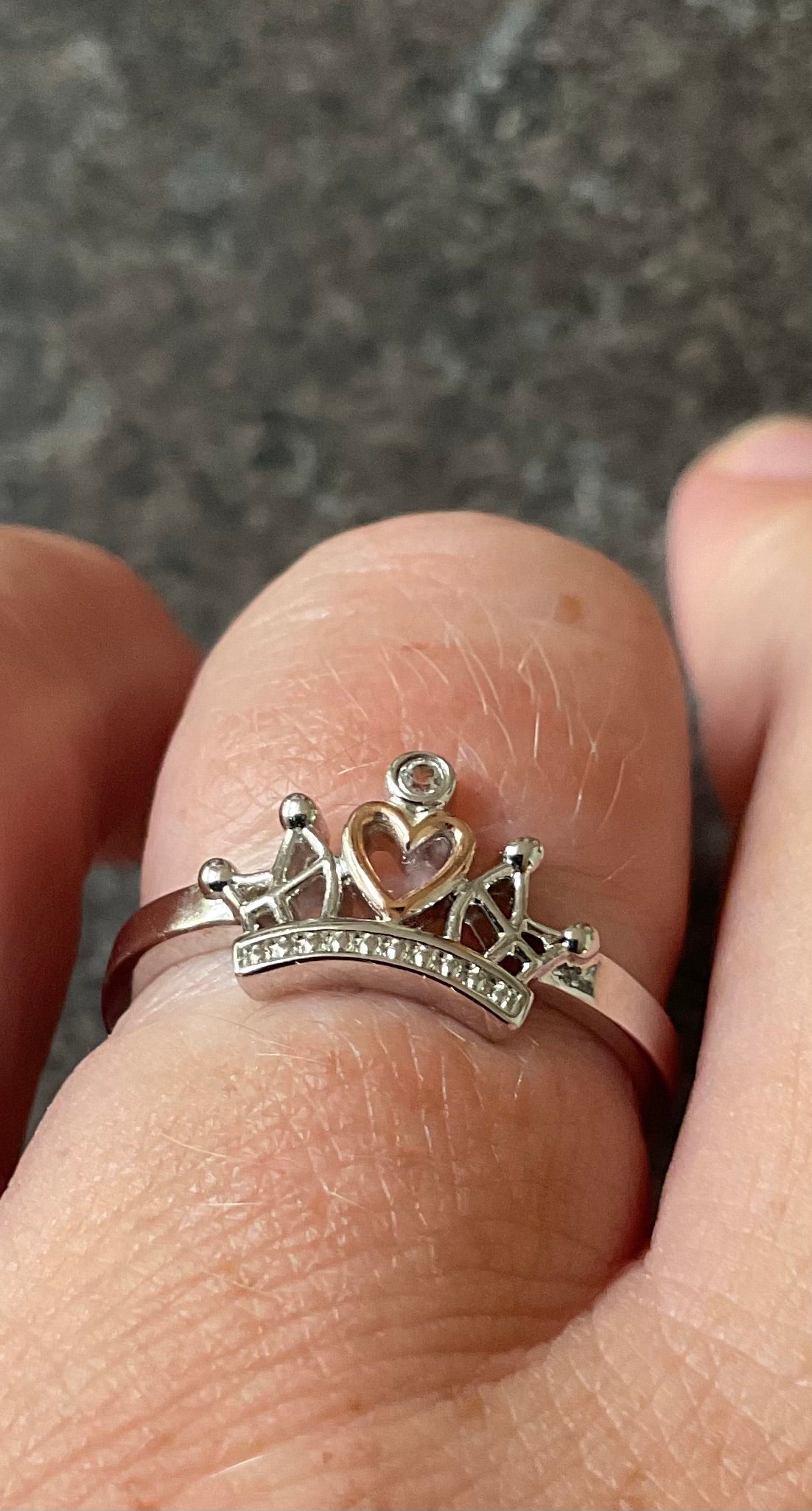 Clogau Julien MacDonald Royal Crown white topaz ring size P silver and rose gold