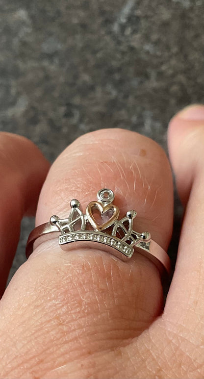 Clogau Julien MacDonald Royal Crown white topaz ring size P silver and rose gold
