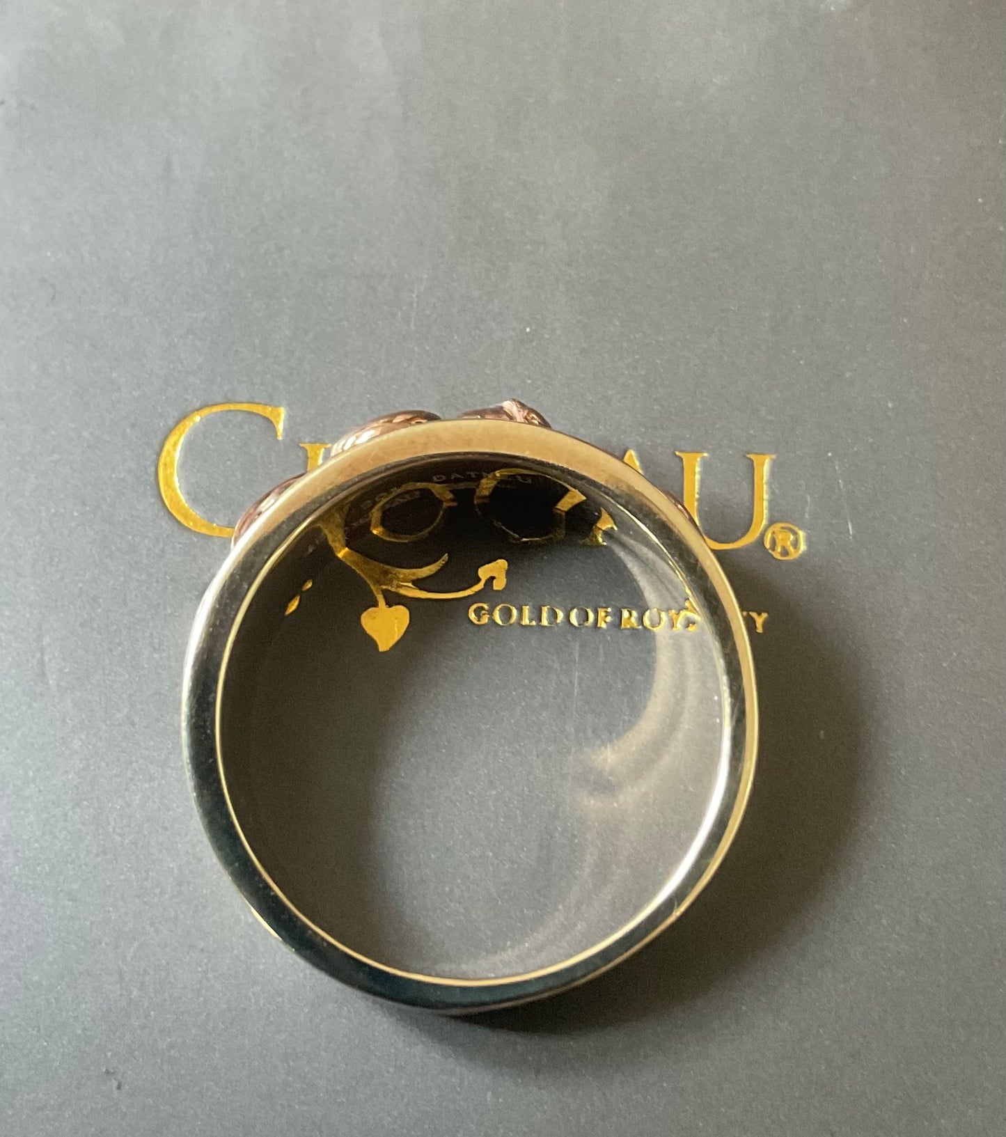Limited Edition Clogau 9ct Diamond Royal Oak ‘DATHLU’ ring size K yellow and rose gold number 52/2013 4.64g