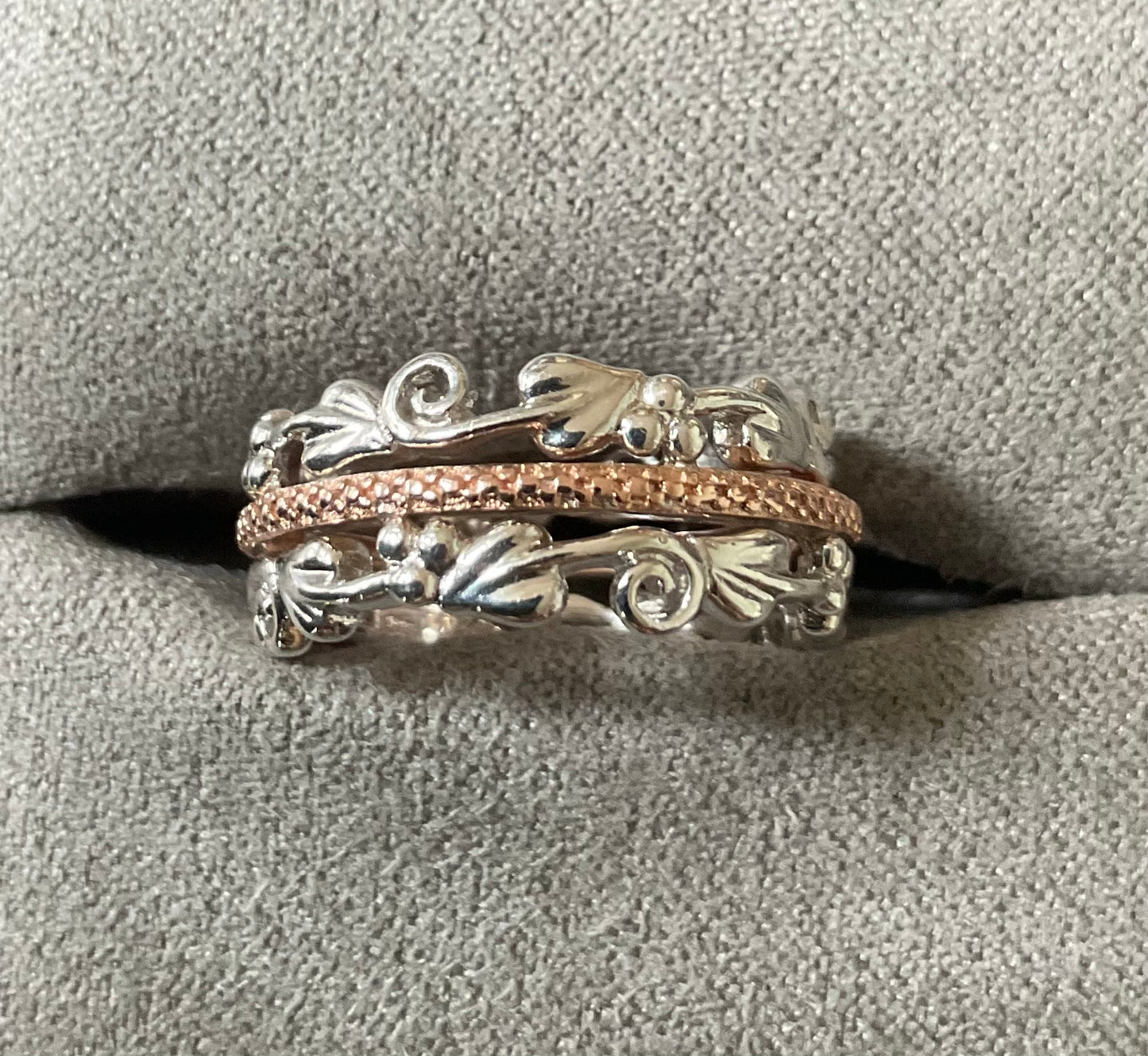 Clogau Am Byth Diamond ring size J silver and rose gold RRP £500